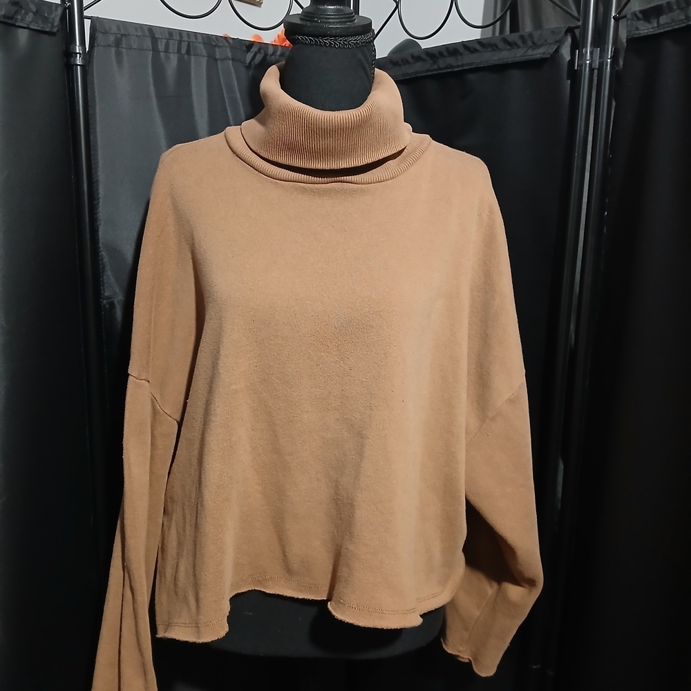 American Eagle Outfitters Camel Cowl Neck Sweater